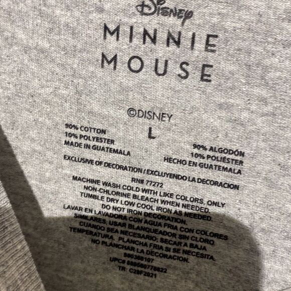 Disney Women's Gray Minnie Mouse Heather Graphic T-Shirt Size Large NWT - Picture 6 of 9